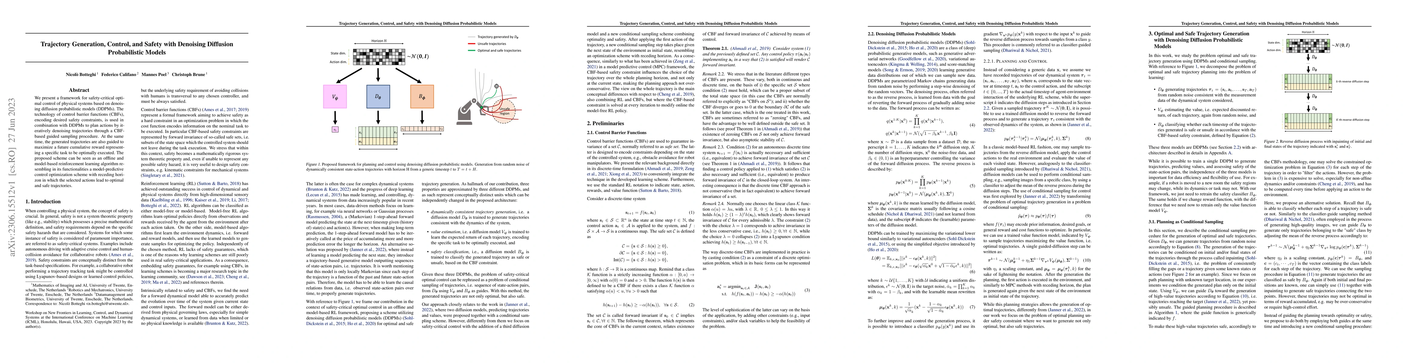 Thumbnail for Trajectory Generation, Control, and Safety with Denoising Diffusion
  Probabilistic Models
