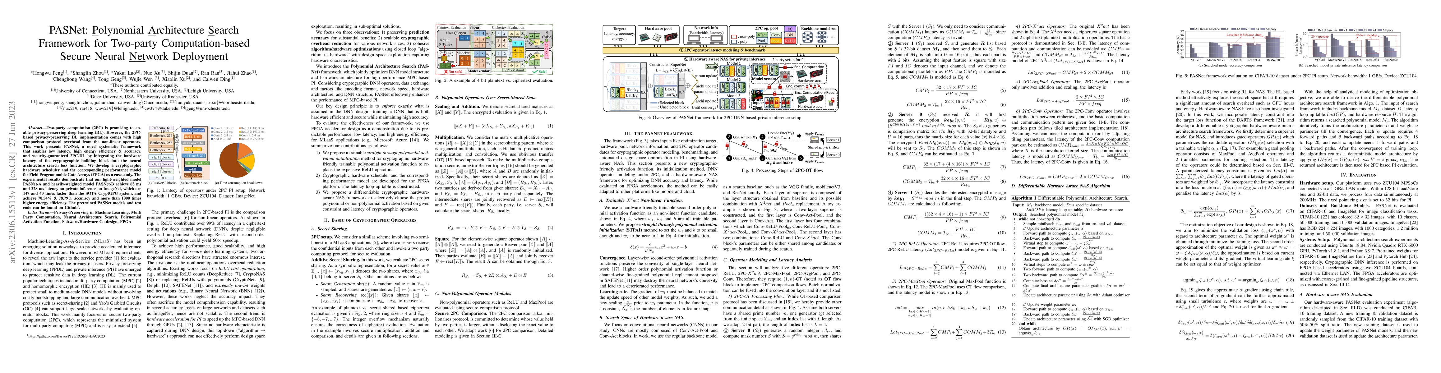 Thumbnail for PASNet: Polynomial Architecture Search Framework for Two-party
  Computation-based Secure Neural Network Deployment