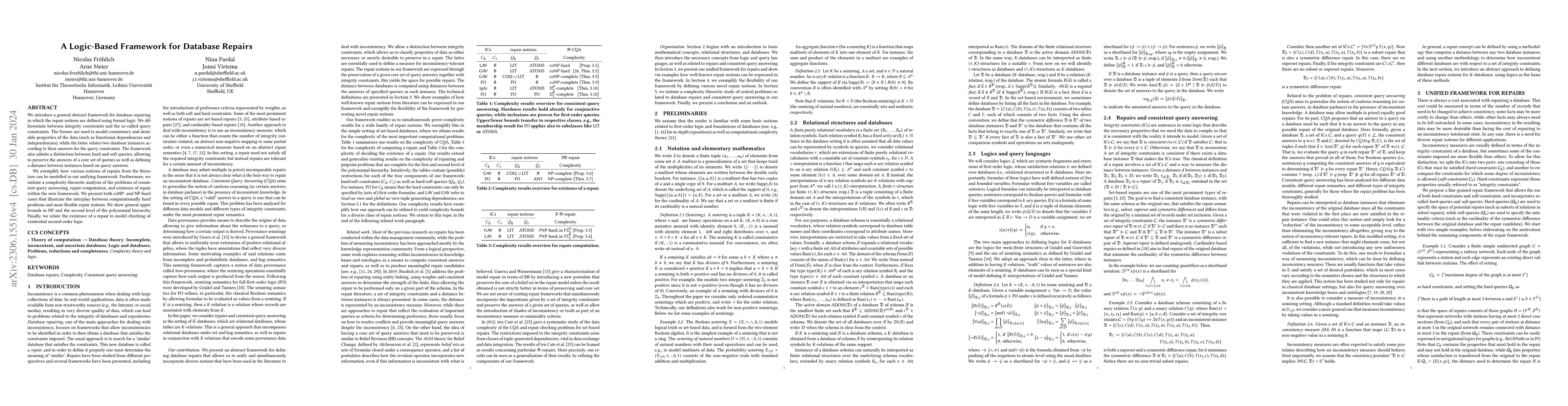 Thumbnail for A logic-based framework for database repairs