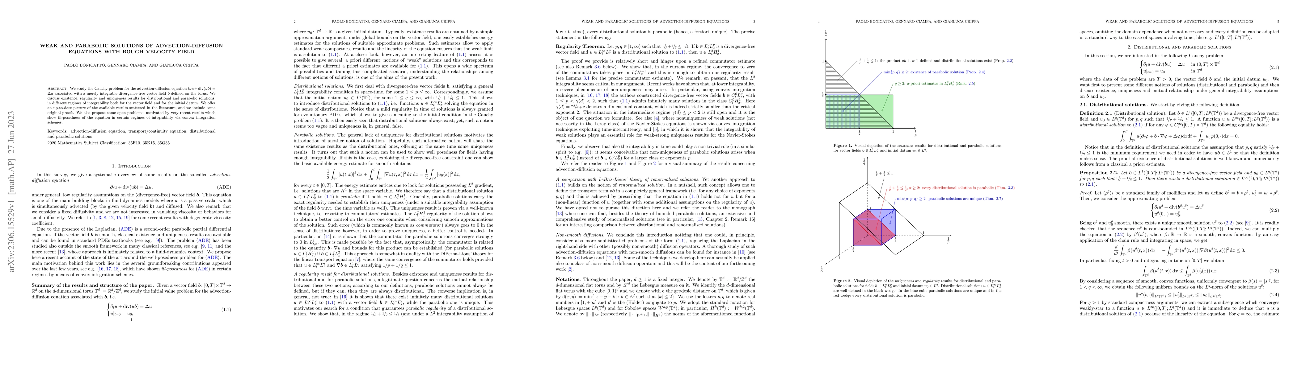 Thumbnail for Weak and parabolic solutions of advection-diffusion equations with rough
  velocity field