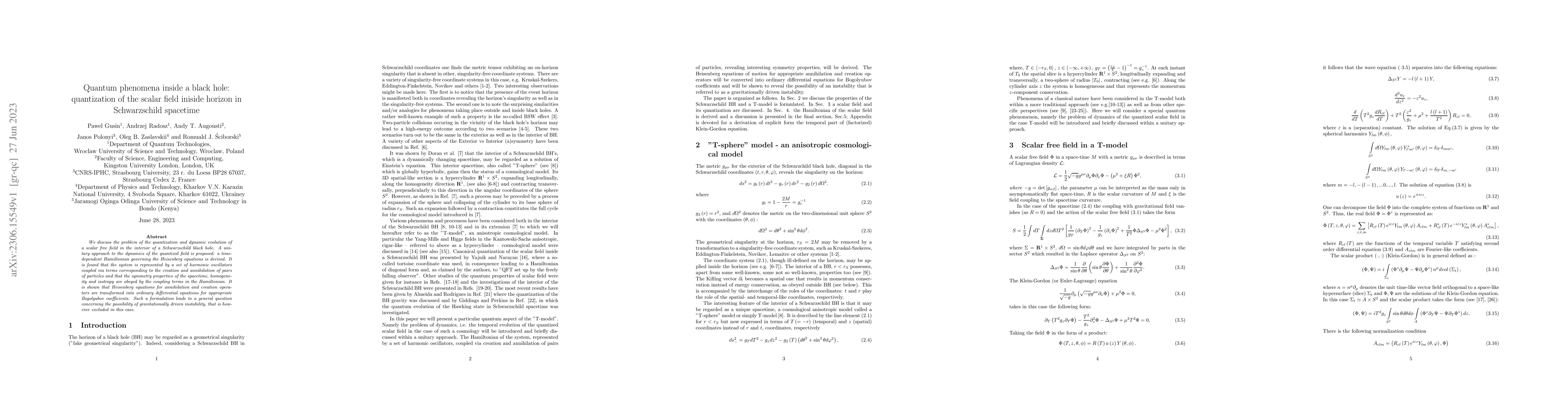 Thumbnail for Quantum phenomena inside a black hole: quantization of the scalar field
  iniside horizon in Schwarzschild spacetime