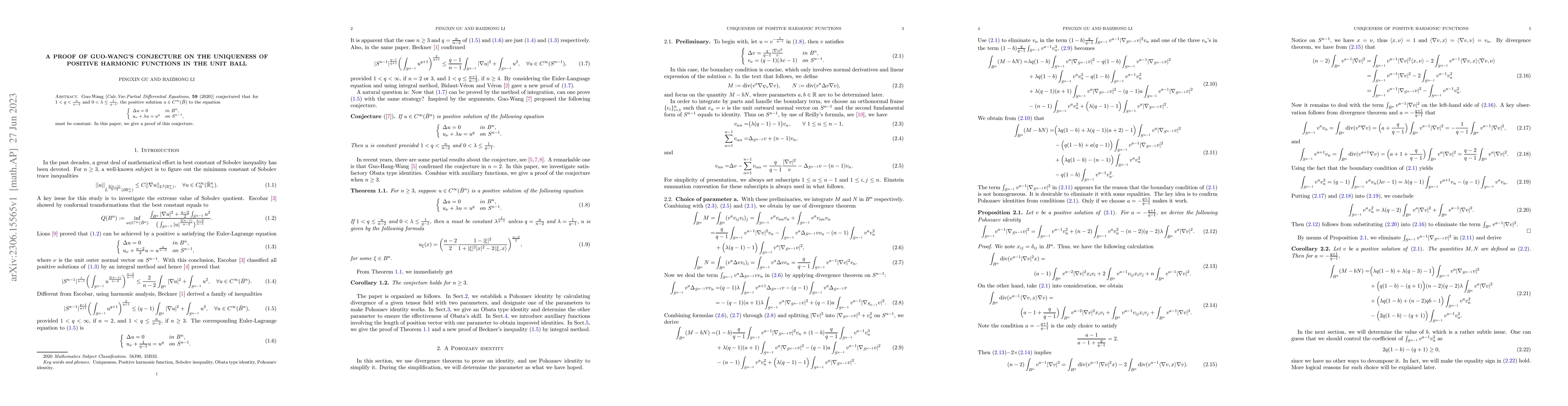 Thumbnail for A proof of Guo-Wang's conjecture on the uniqueness of positive harmonic
  functions in the unit ball