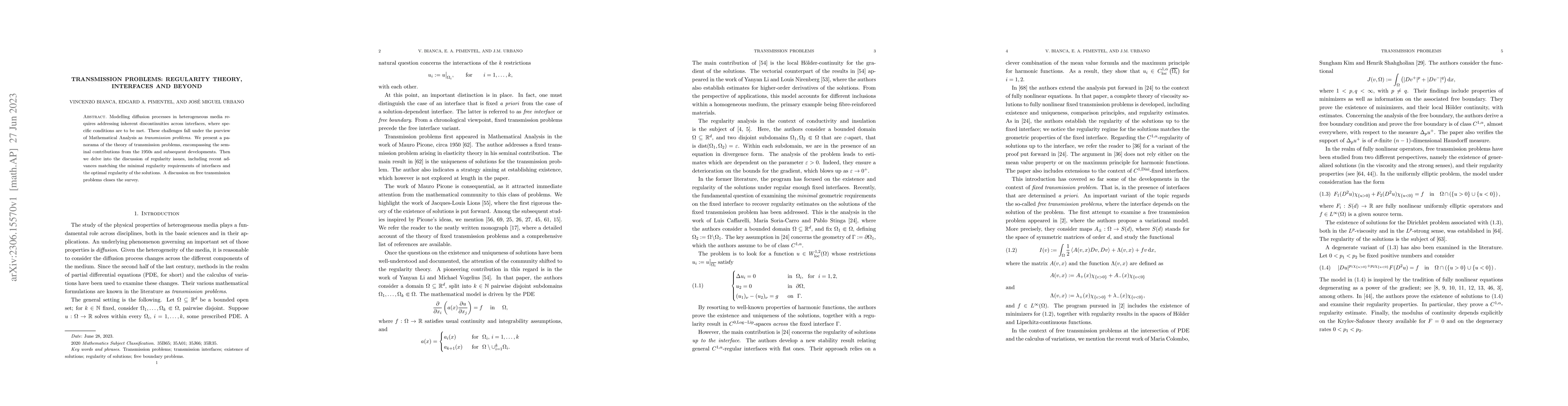 Thumbnail for Transmission problems: regularity theory, interfaces and beyond