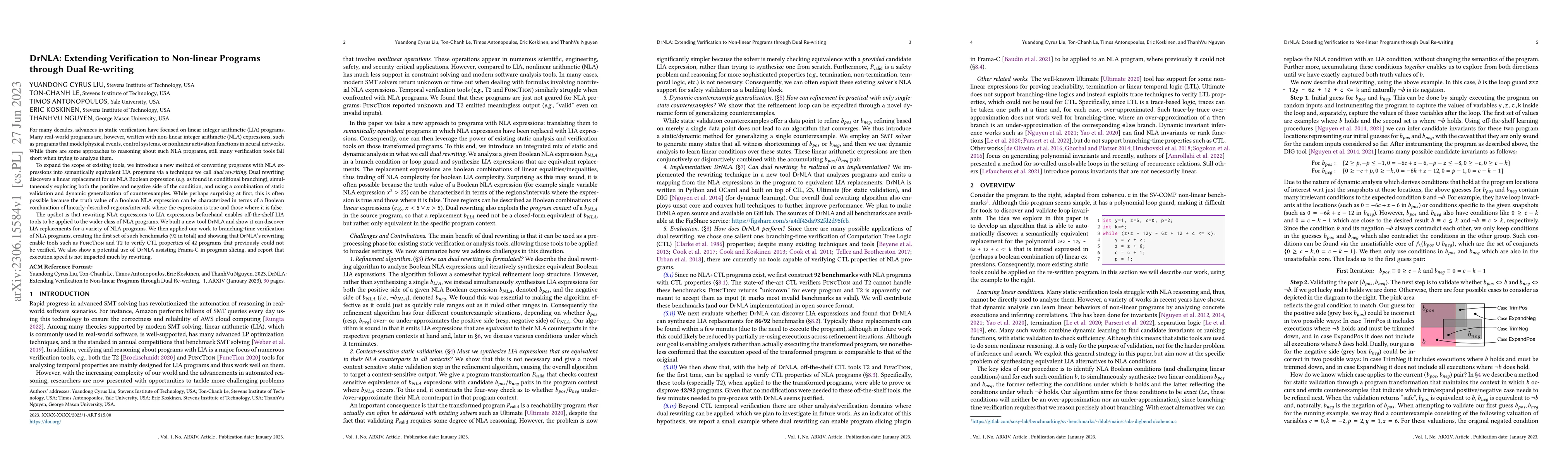 Thumbnail for DrNLA: Extending Verification to Non-linear Programs through Dual
  Re-writing