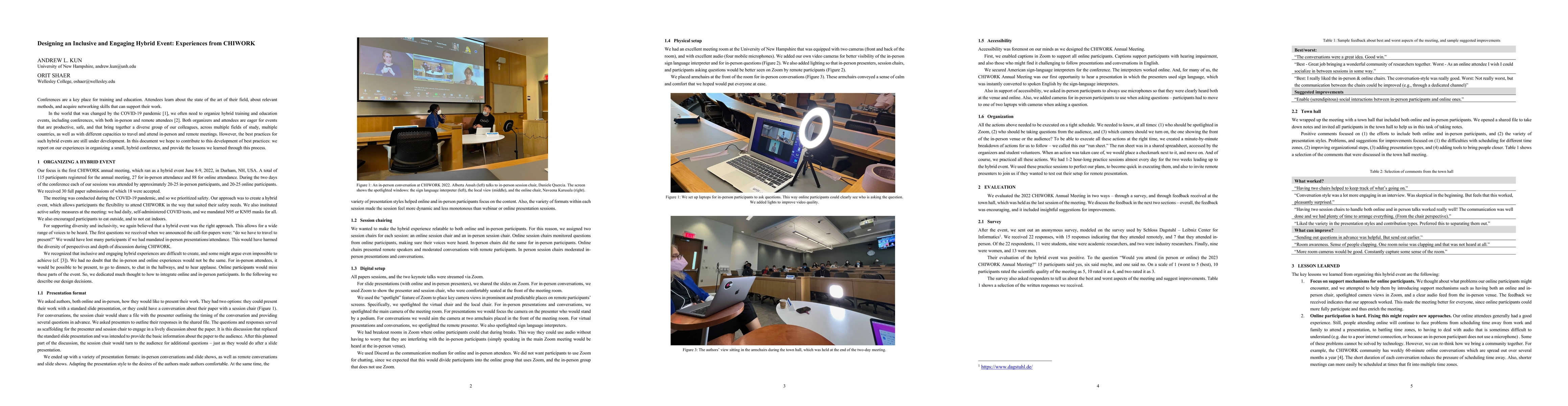 Thumbnail for Designing an Inclusive and Engaging Hybrid Event: Experiences from
  CHIWORK