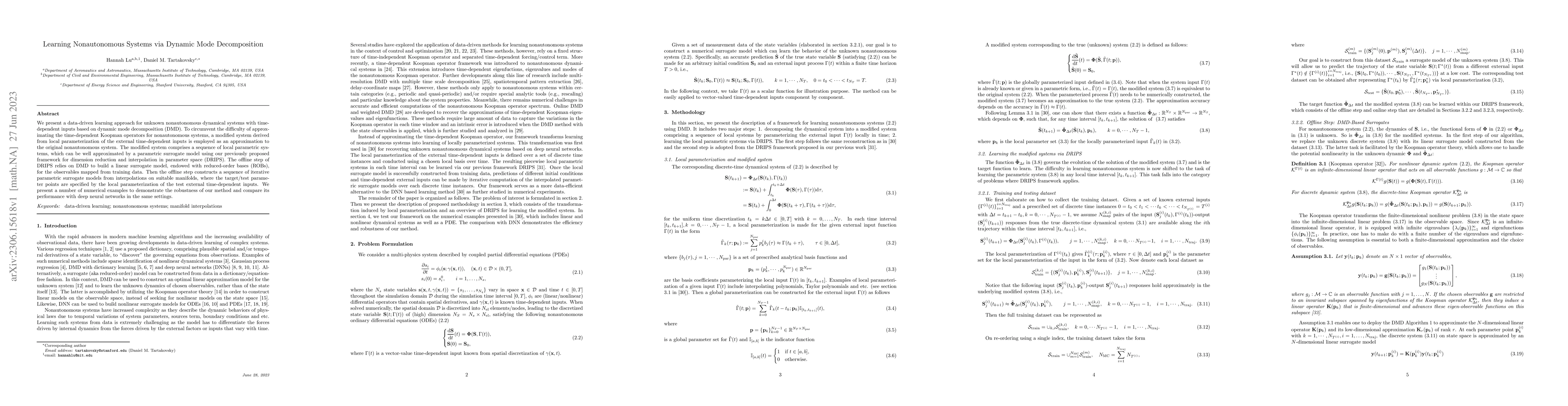 Thumbnail for Learning Nonautonomous Systems via Dynamic Mode Decomposition