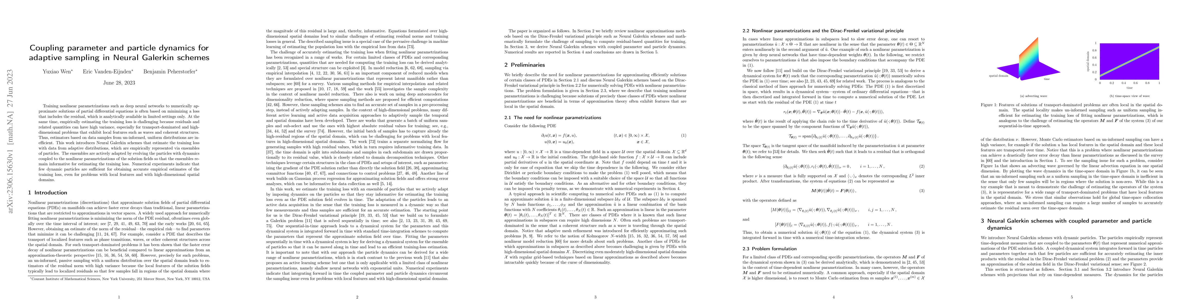 Thumbnail for Coupling parameter and particle dynamics for adaptive sampling in Neural
  Galerkin schemes
