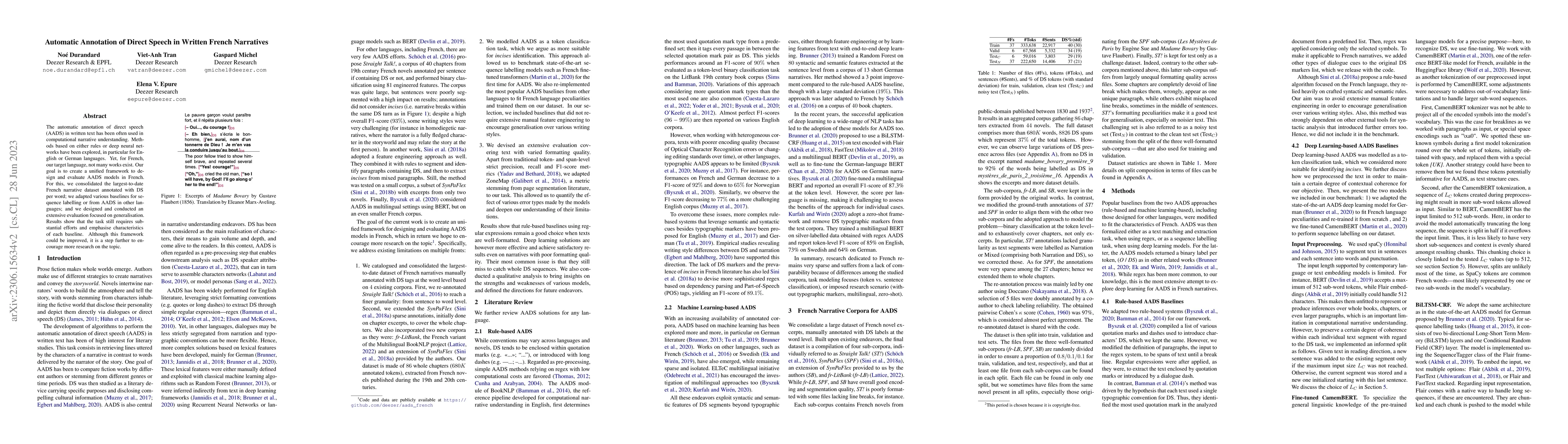 Thumbnail for Automatic Annotation of Direct Speech in Written French Narratives