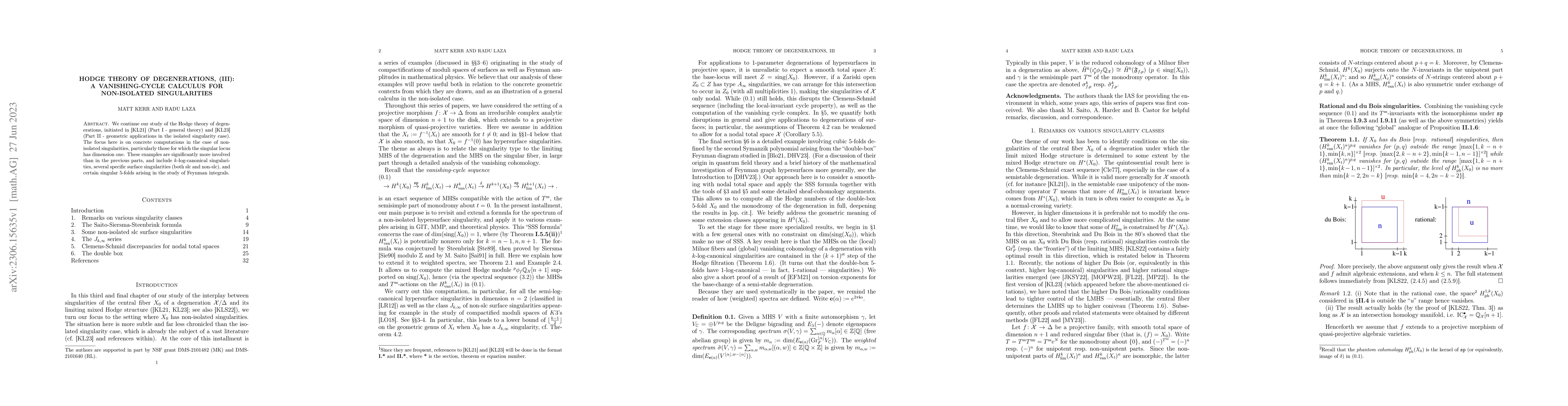 Thumbnail for Hodge theory of degenerations, (III): a vanishing-cycle calculus for
  non-isolated singularities