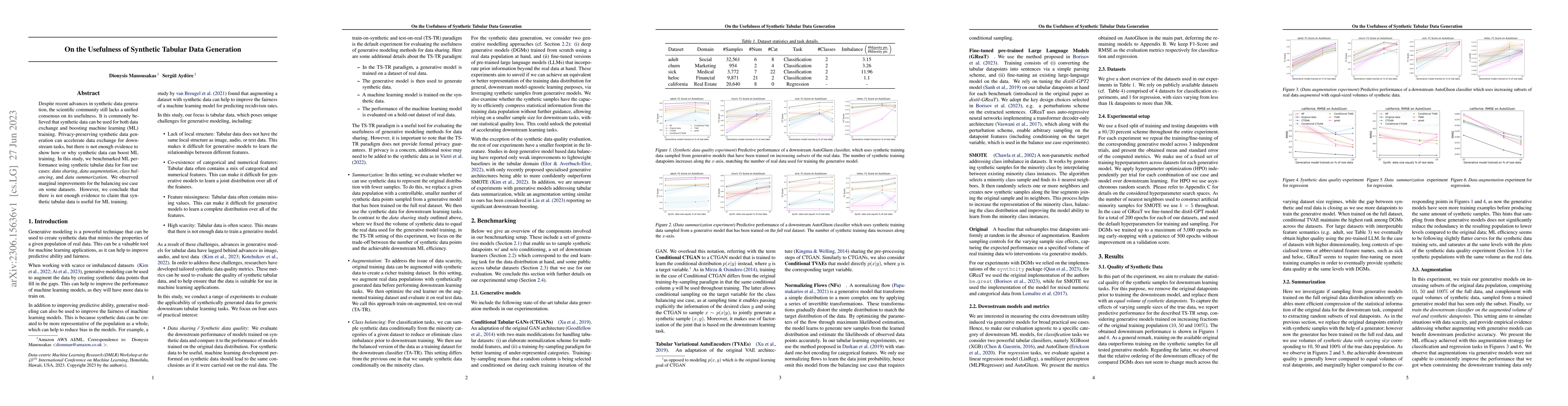 Thumbnail for On the Usefulness of Synthetic Tabular Data Generation