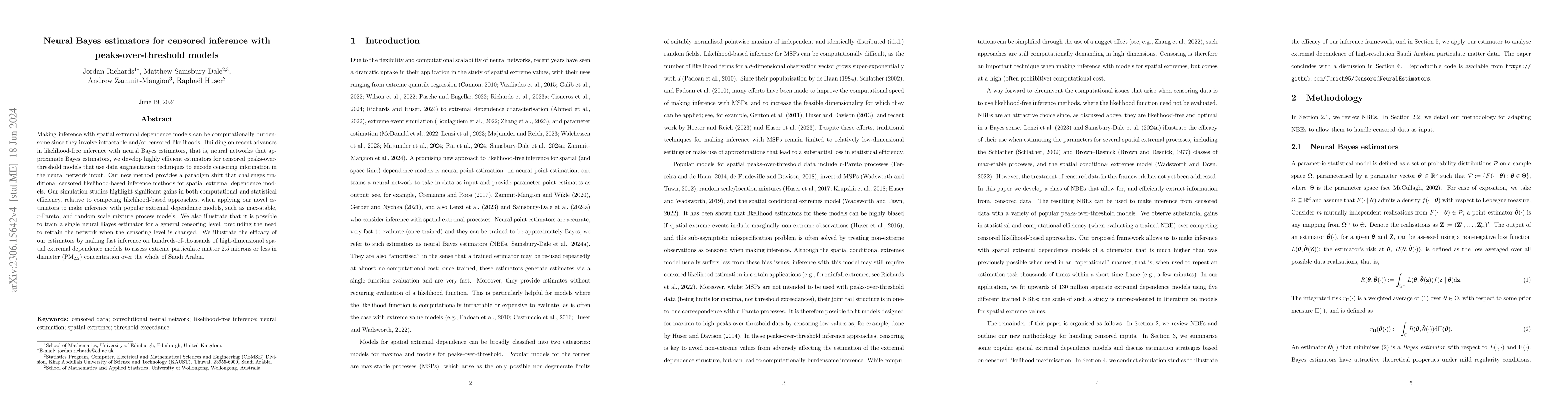 Thumbnail for Neural Bayes estimators for censored inference with peaks-over-threshold
  models