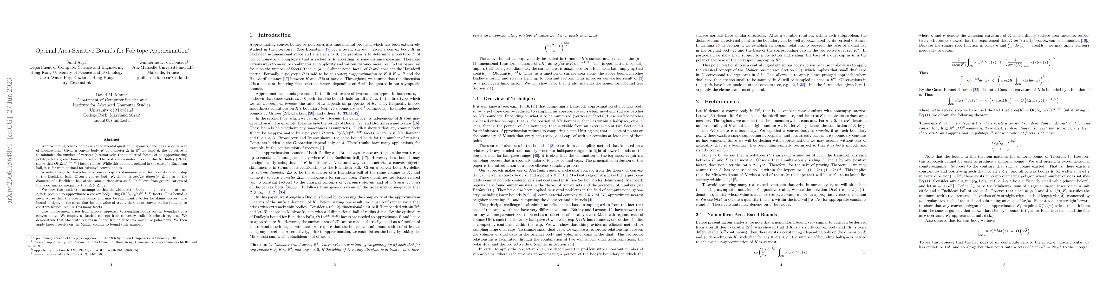 Thumbnail for Optimal Area-Sensitive Bounds for Polytope Approximation