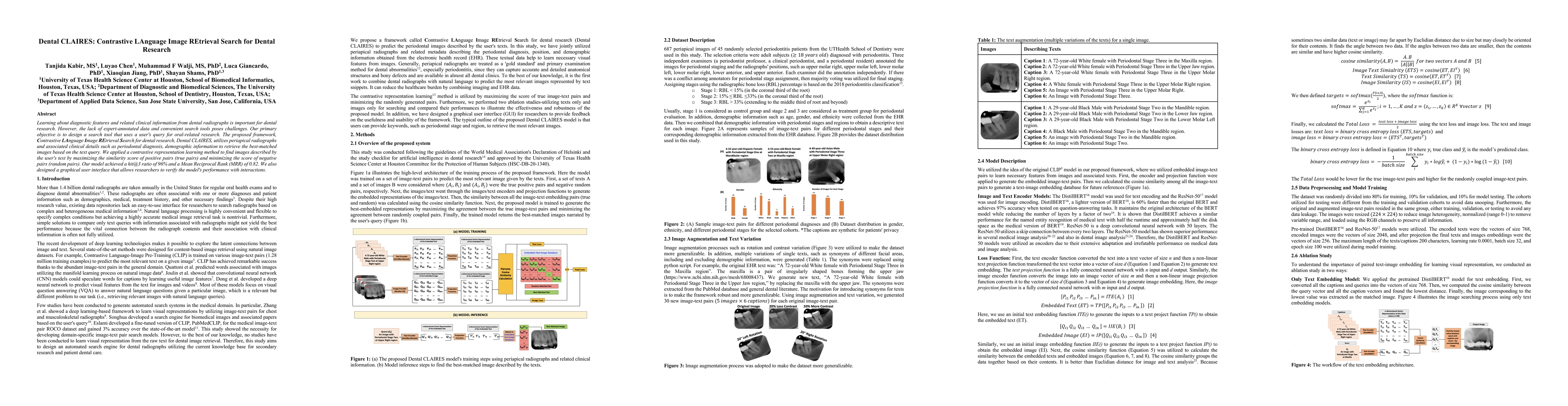 Thumbnail for Dental CLAIRES: Contrastive LAnguage Image REtrieval Search for Dental
  Research