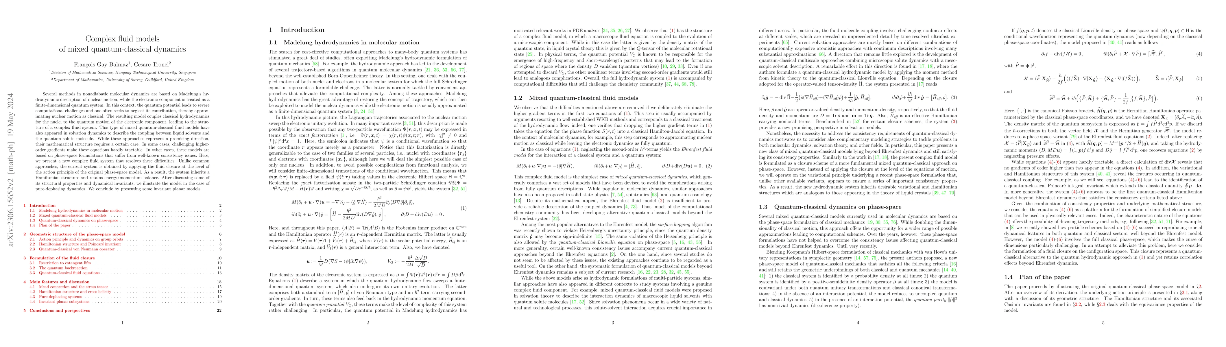 Thumbnail for Complex fluid models of mixed quantum-classical dynamics