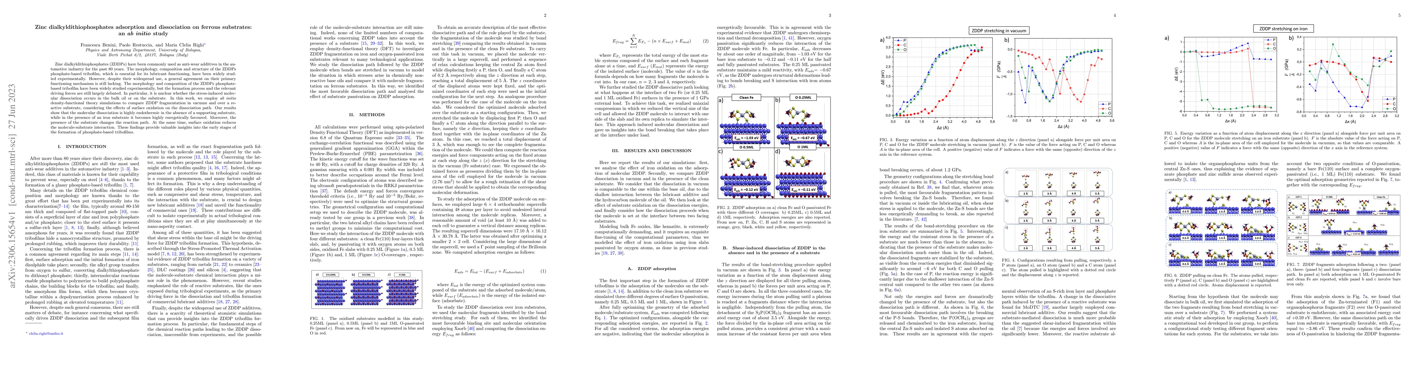 Thumbnail for Zinc dialkyldithiophosphates adsorption and dissociation on ferrous
  substrates: an ab initio study