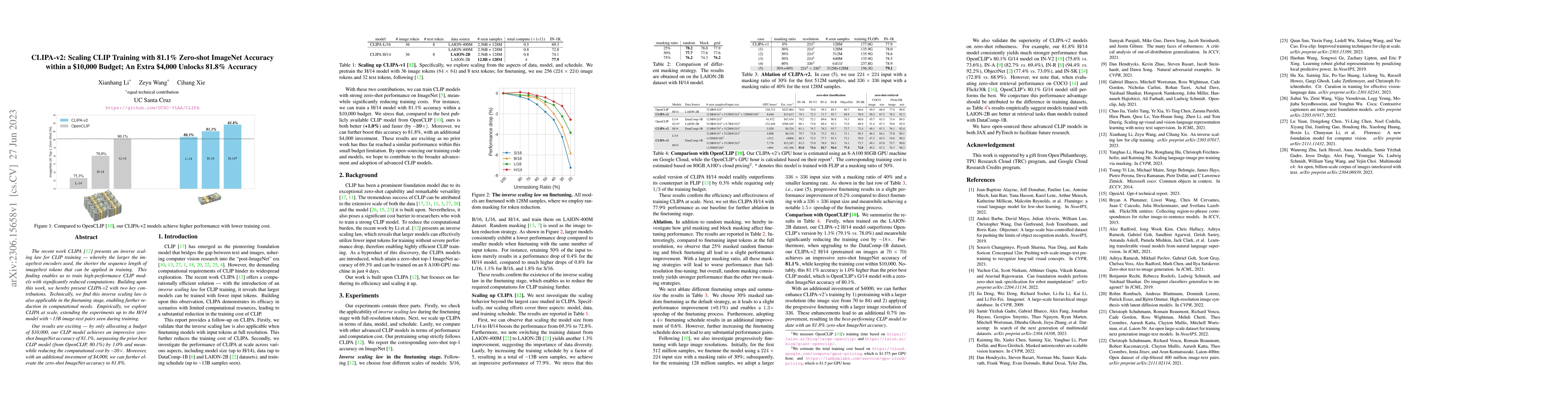 Thumbnail for CLIPA-v2: Scaling CLIP Training with 81.1% Zero-shot ImageNet Accuracy
  within a \$10,000 Budget; An Extra \$4,000 Unlocks 81.8% Accuracy
