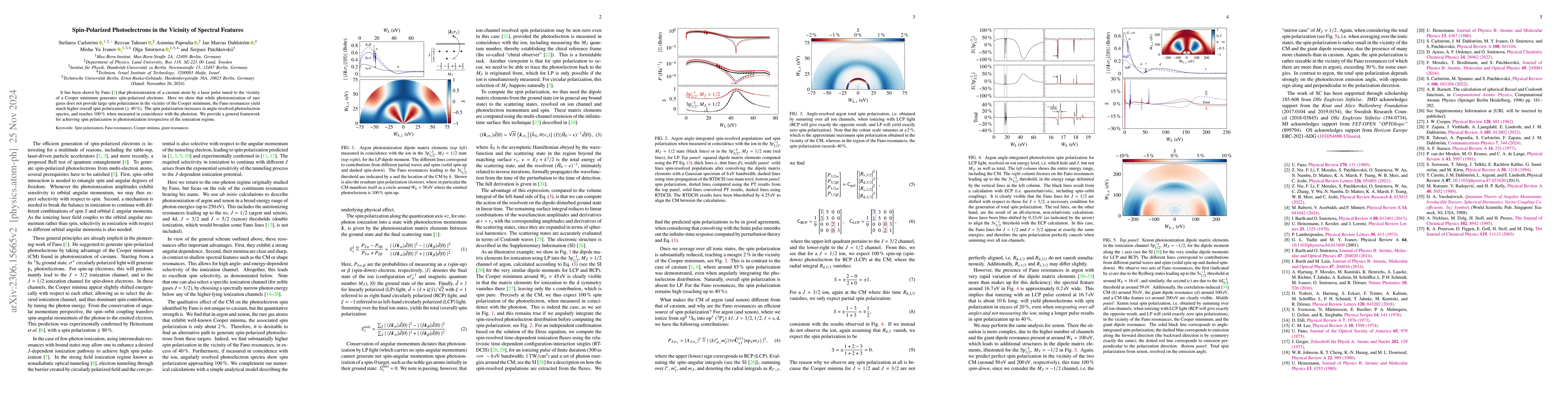 Thumbnail for Spin-Polarized Photoelectrons in the Vicinity of Spectral Features