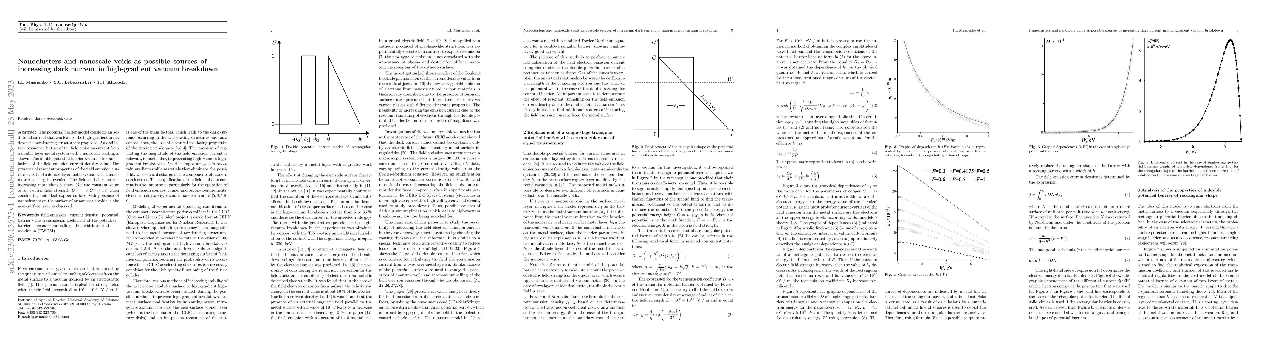 Thumbnail for Nanoclusters and nanoscale voids as possible sources of increasing dark
  current in high-gradient vacuum breakdown