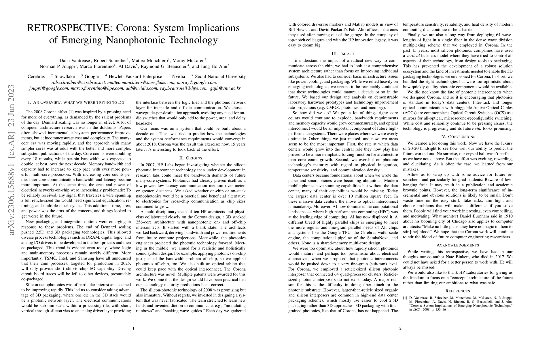 Thumbnail for RETROSPECTIVE: Corona: System Implications of Emerging Nanophotonic
  Technology