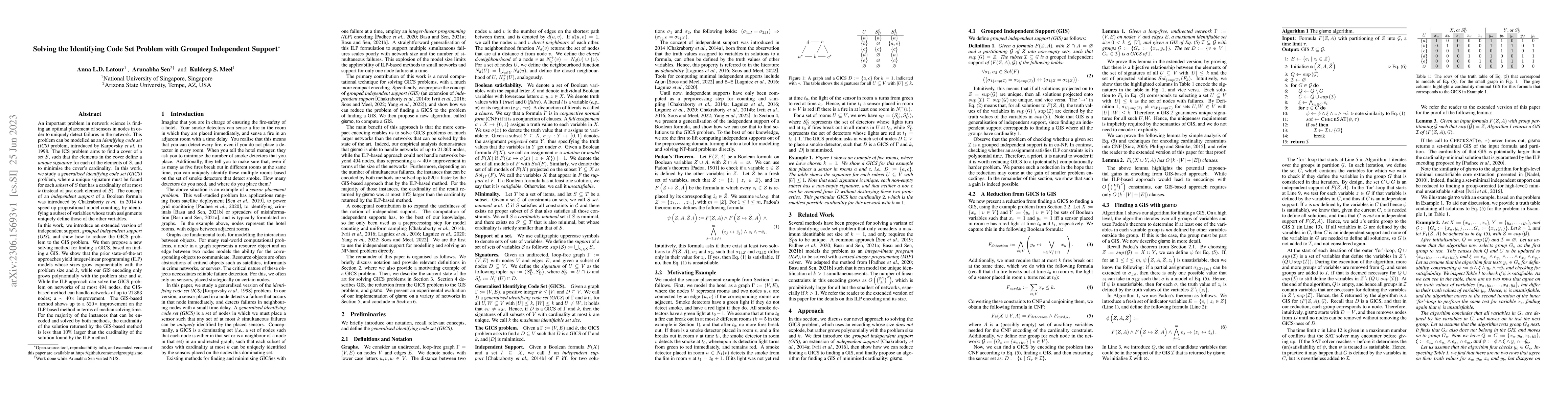 Thumbnail for Solving the Identifying Code Set Problem with Grouped Independent
  Support