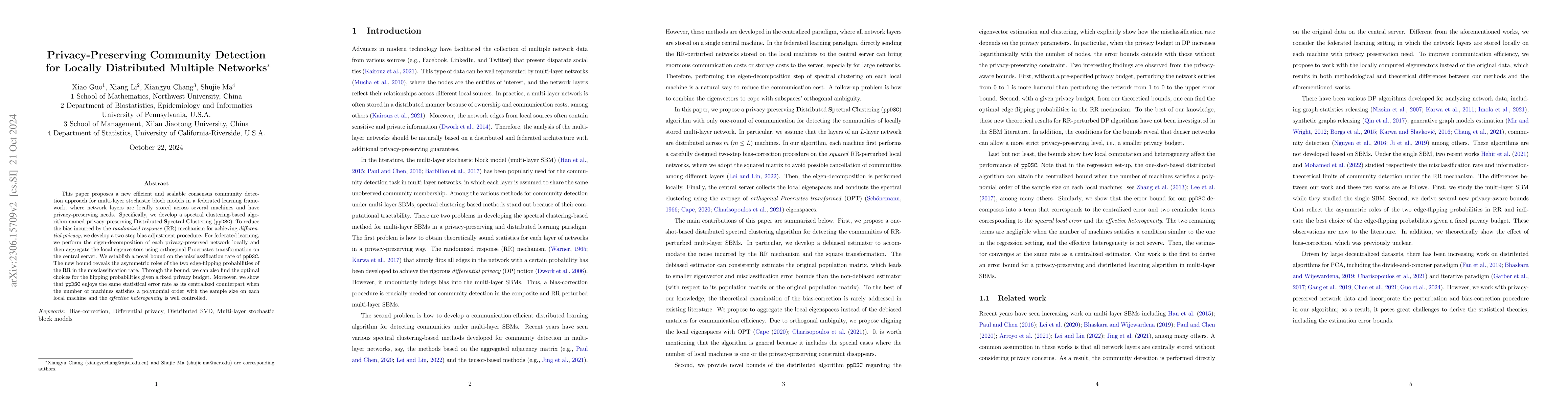 Thumbnail for Privacy-Preserving Community Detection for Locally Distributed Multiple
  Networks