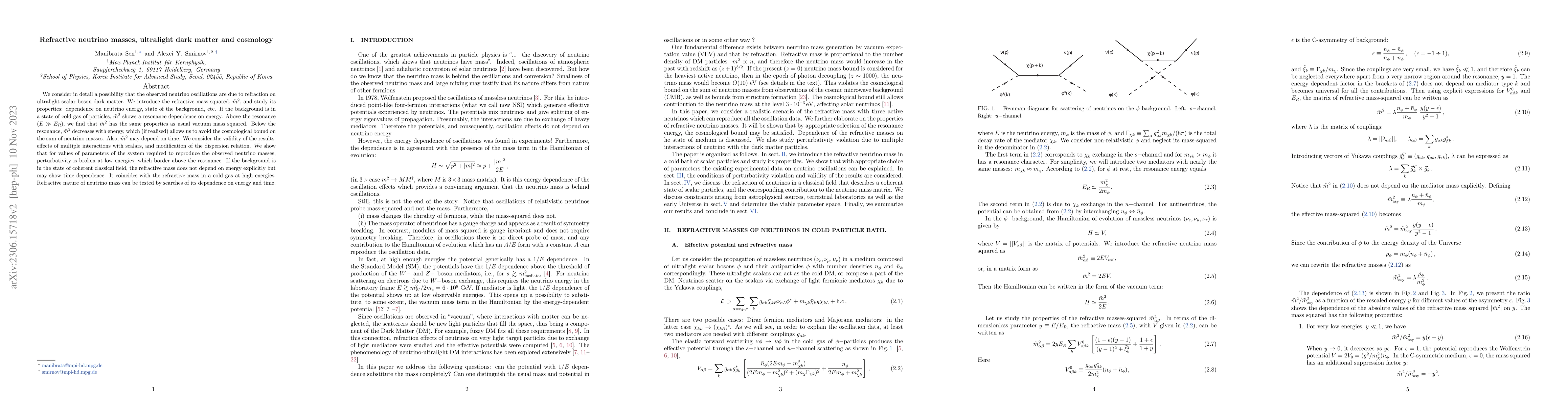 Thumbnail for Refractive neutrino masses, ultralight dark matter and cosmology