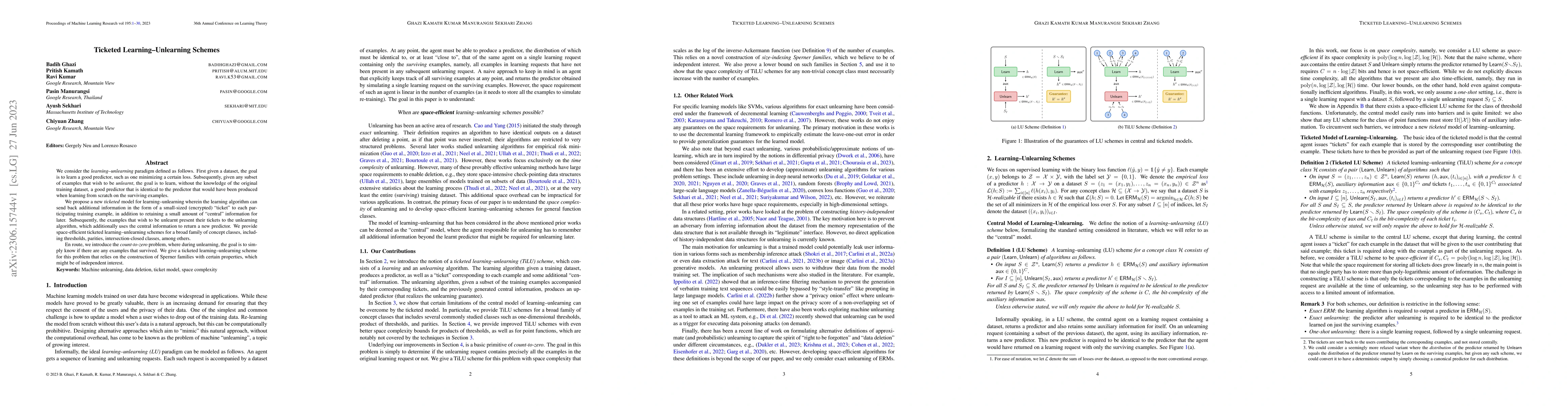 Thumbnail for Ticketed Learning-Unlearning Schemes