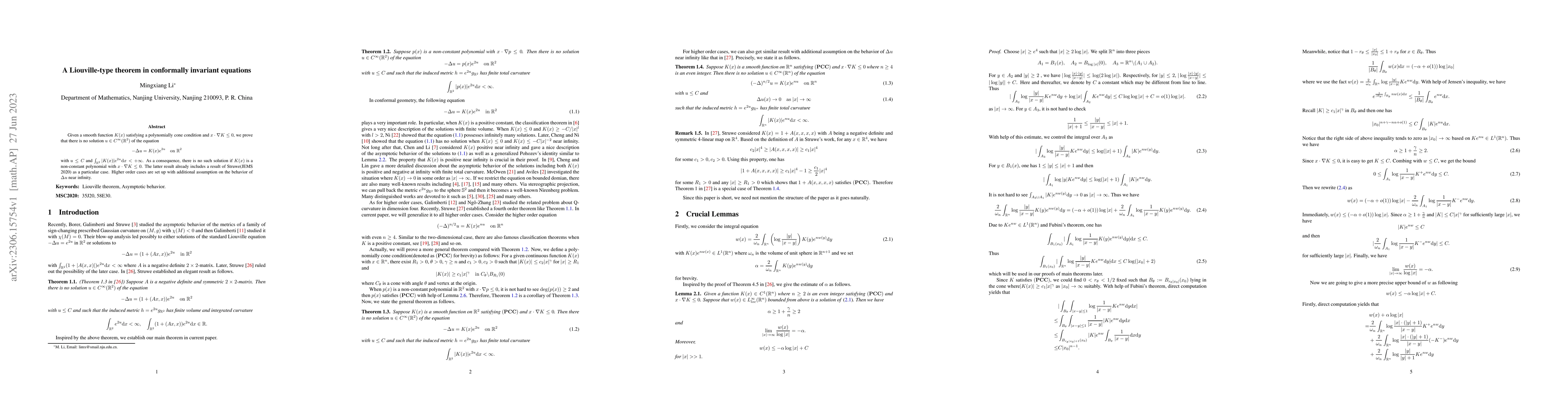 Thumbnail for A Liouville-type theorem in conformally invariant equations
