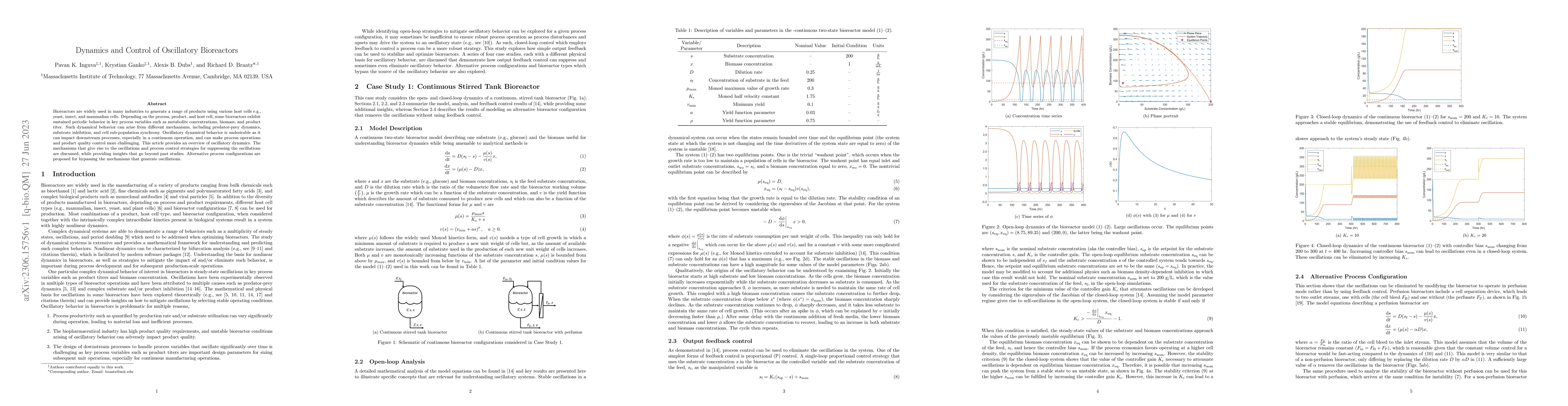 Thumbnail for Dynamics and Control of Oscillatory Bioreactors