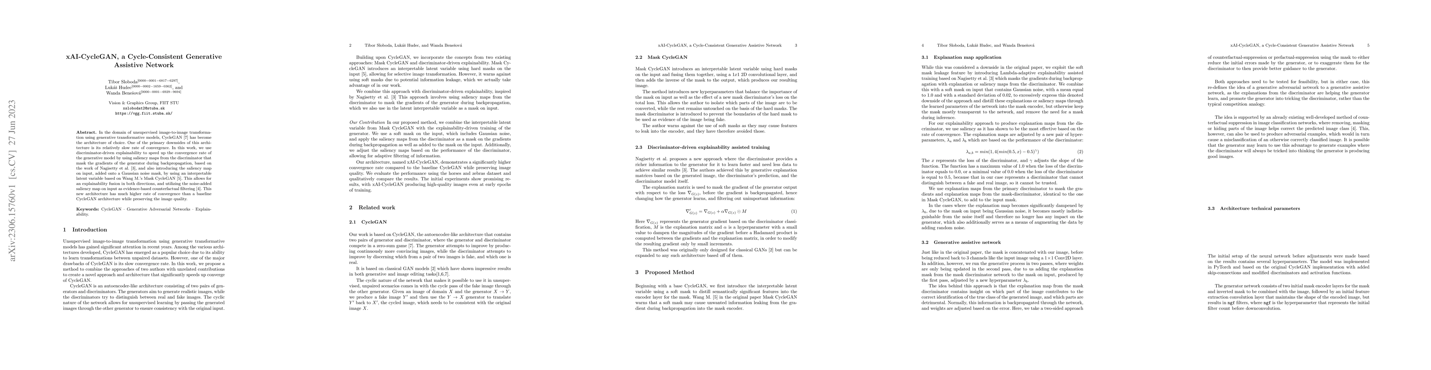 Thumbnail for xAI-CycleGAN, a Cycle-Consistent Generative Assistive Network