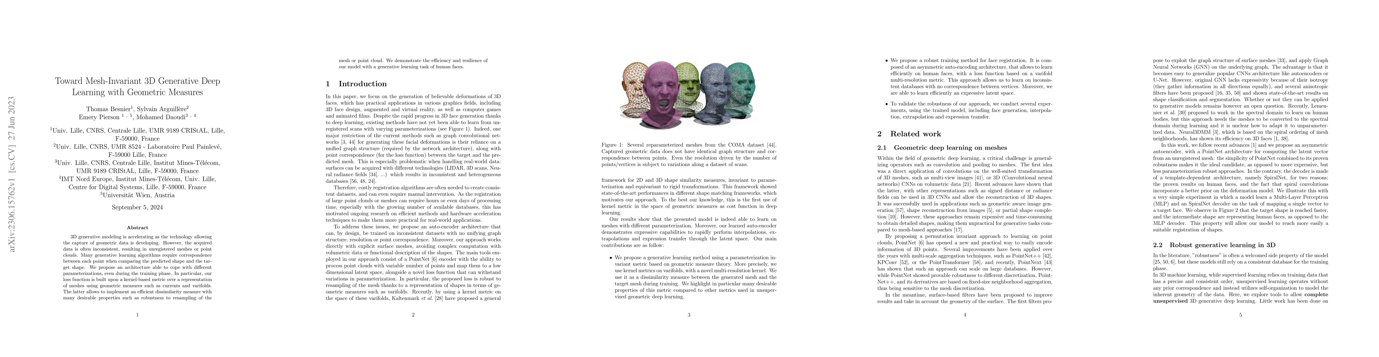 Thumbnail for Toward Mesh-Invariant 3D Generative Deep Learning with Geometric
  Measures