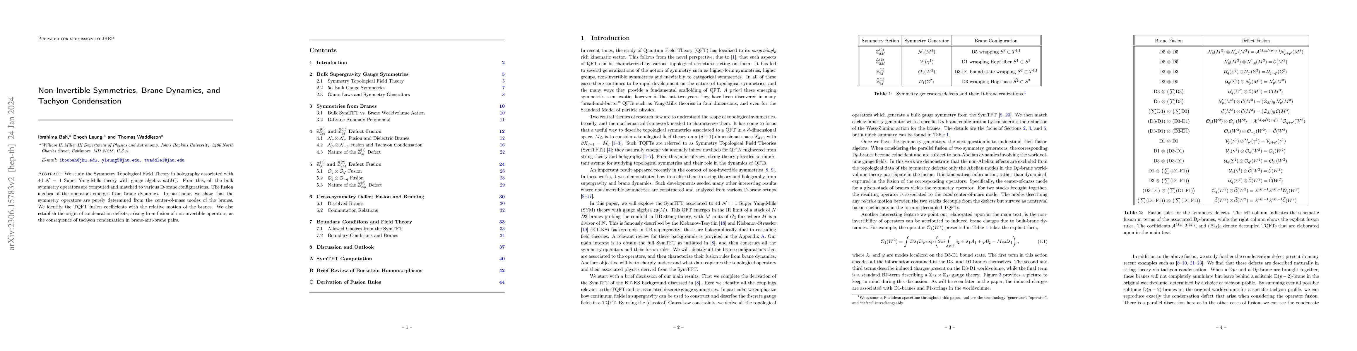 Thumbnail for Non-Invertible Symmetries, Brane Dynamics, and Tachyon Condensation