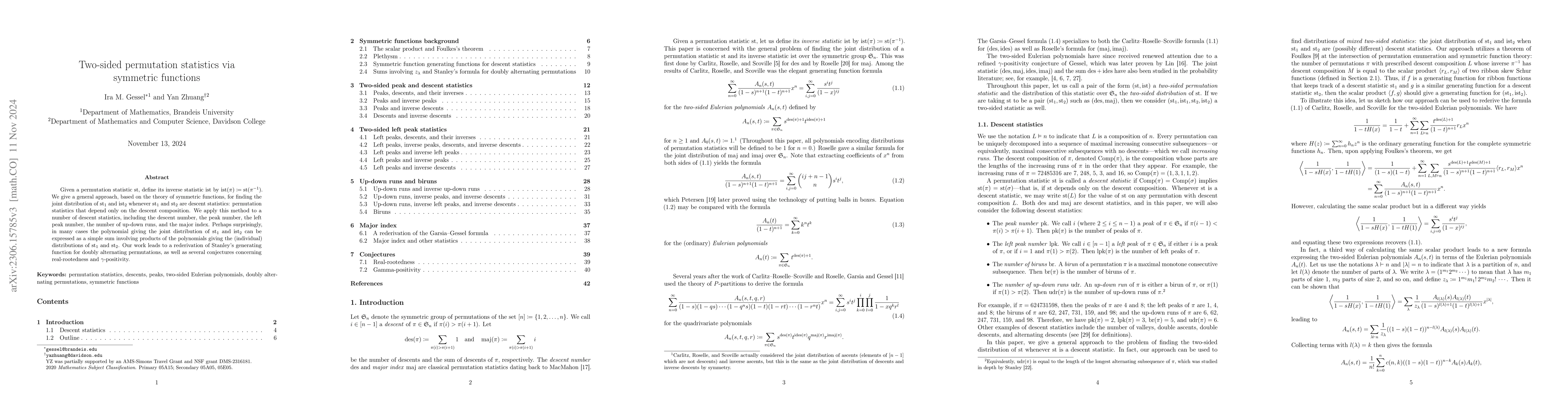 Thumbnail for Two-sided permutation statistics via symmetric functions