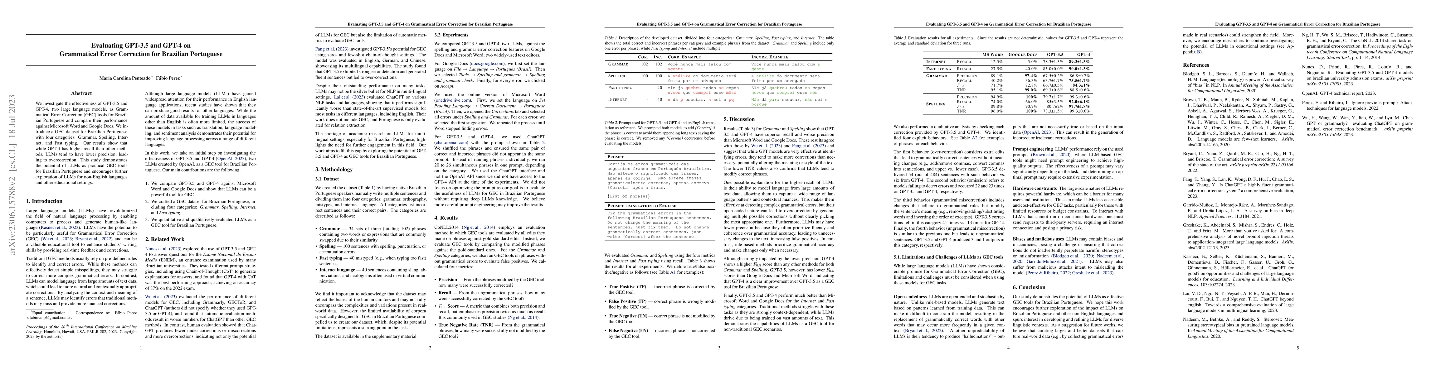 Thumbnail for Evaluating GPT-3.5 and GPT-4 on Grammatical Error Correction for
  Brazilian Portuguese