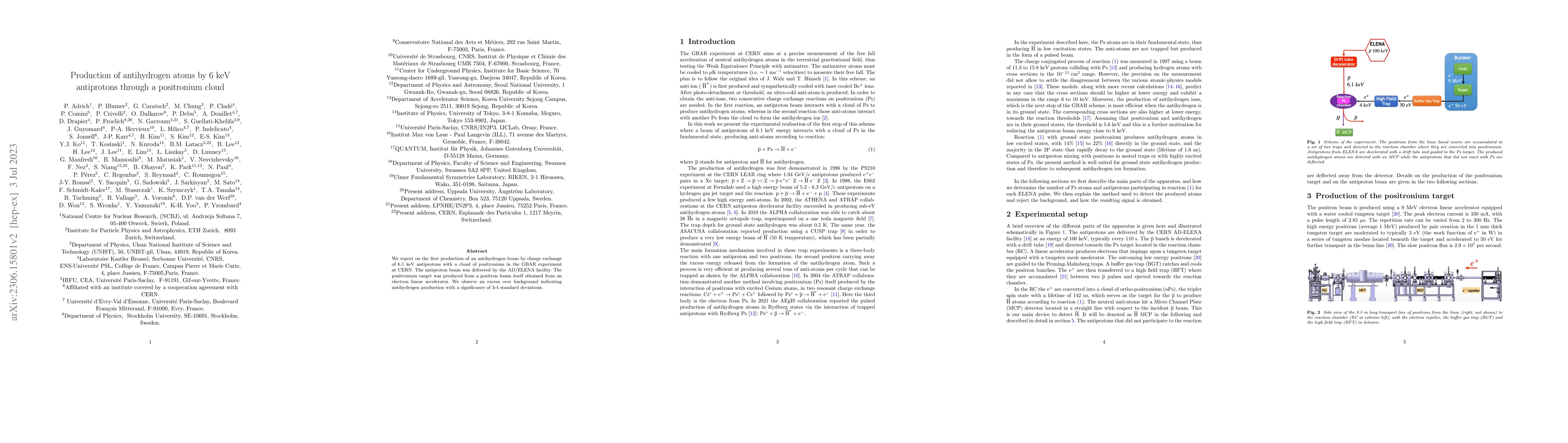 Thumbnail for Production of antihydrogen atoms by 6 keV antiprotons through a
  positronium cloud