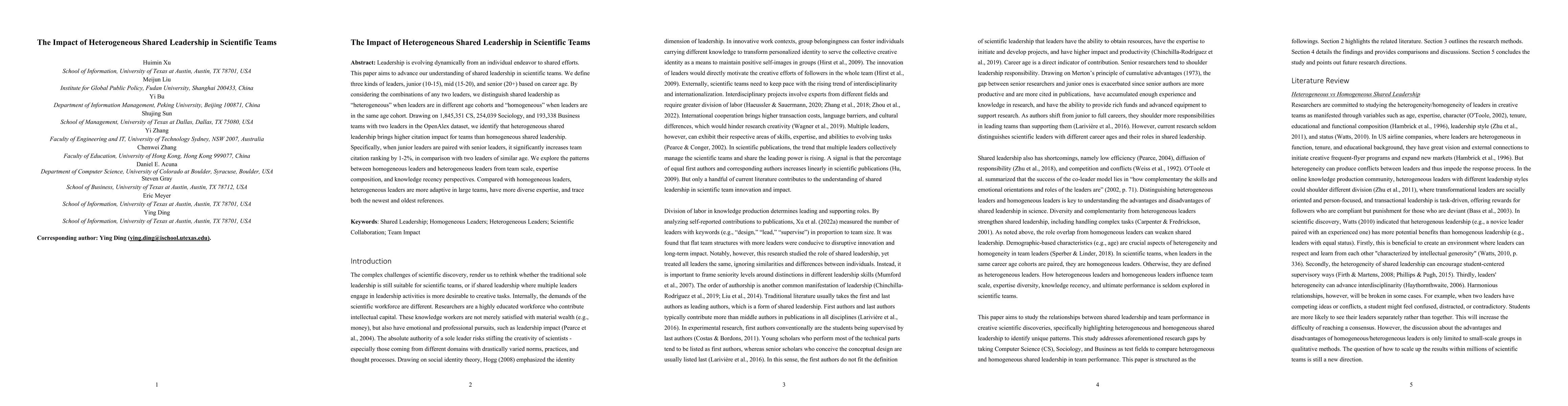 Thumbnail for The Impact of Heterogeneous Shared Leadership in Scientific Teams