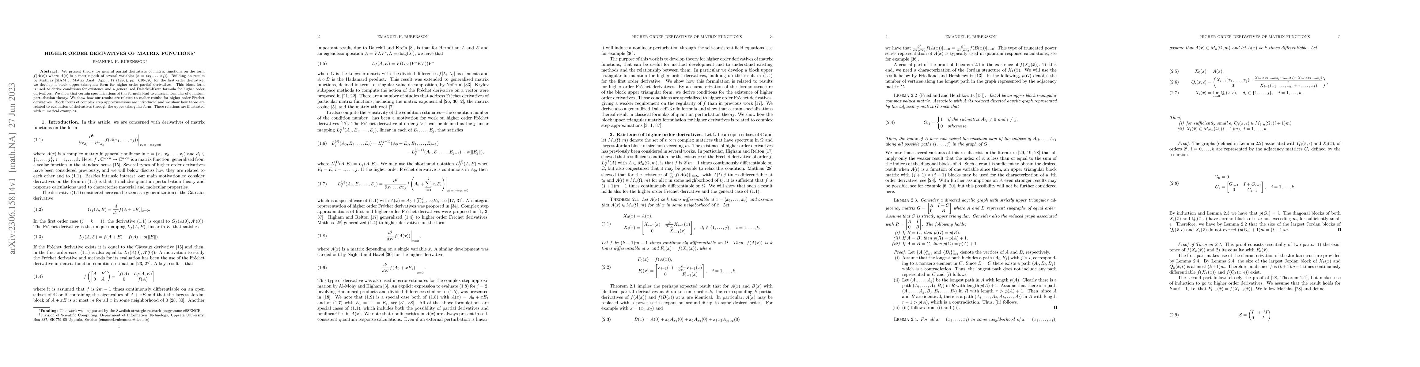 Thumbnail for Higher order derivatives of matrix functions