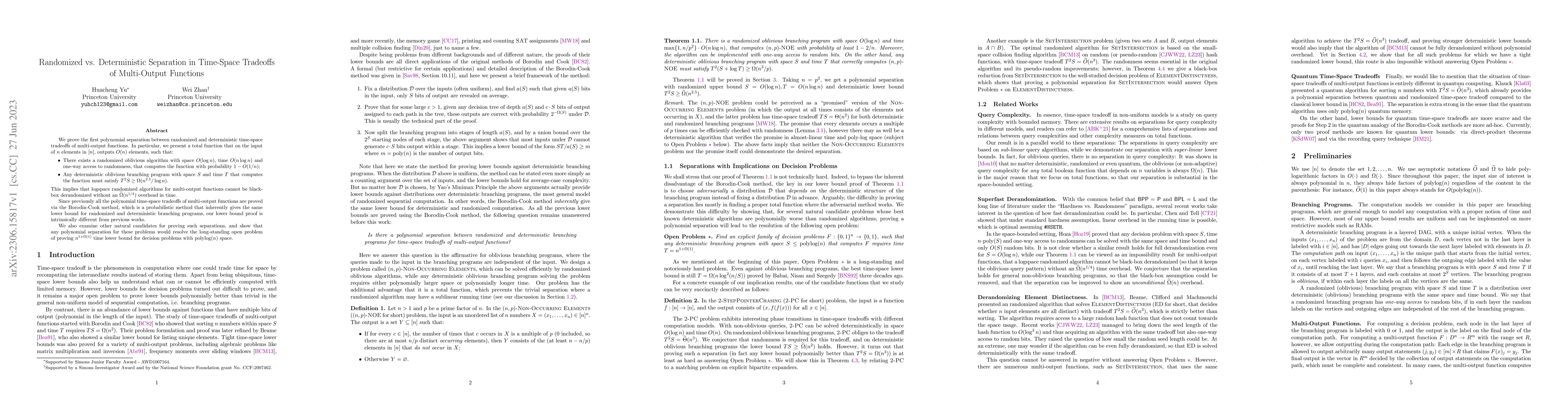 Thumbnail for Randomized vs. Deterministic Separation in Time-Space Tradeoffs of
  Multi-Output Functions
