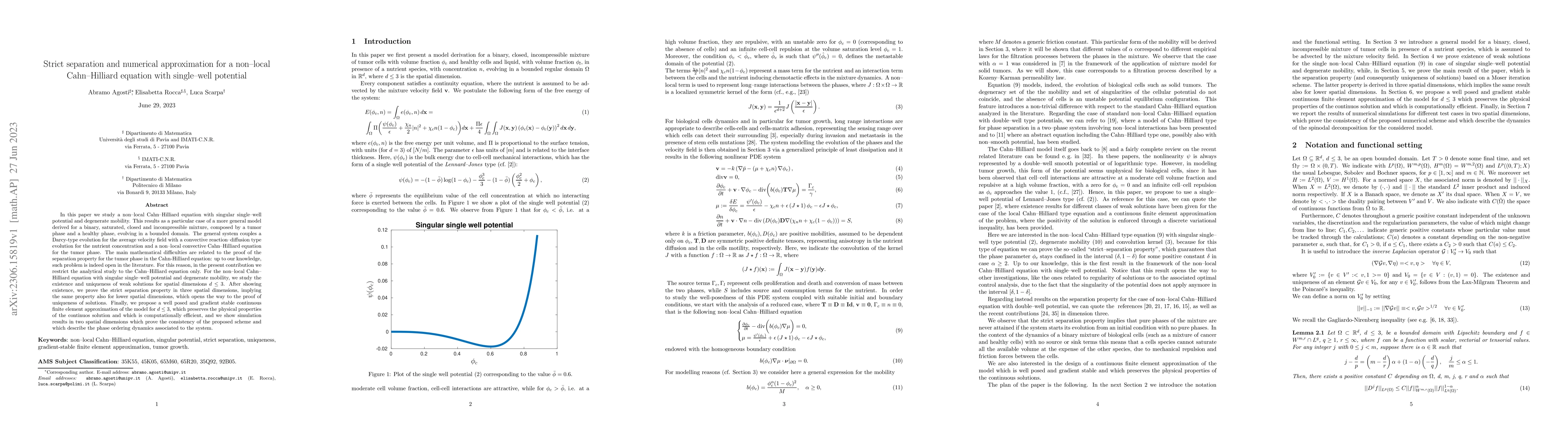 Thumbnail for Strict separation and numerical approximation for a non-local
  Cahn-Hilliard equation with single-well potential