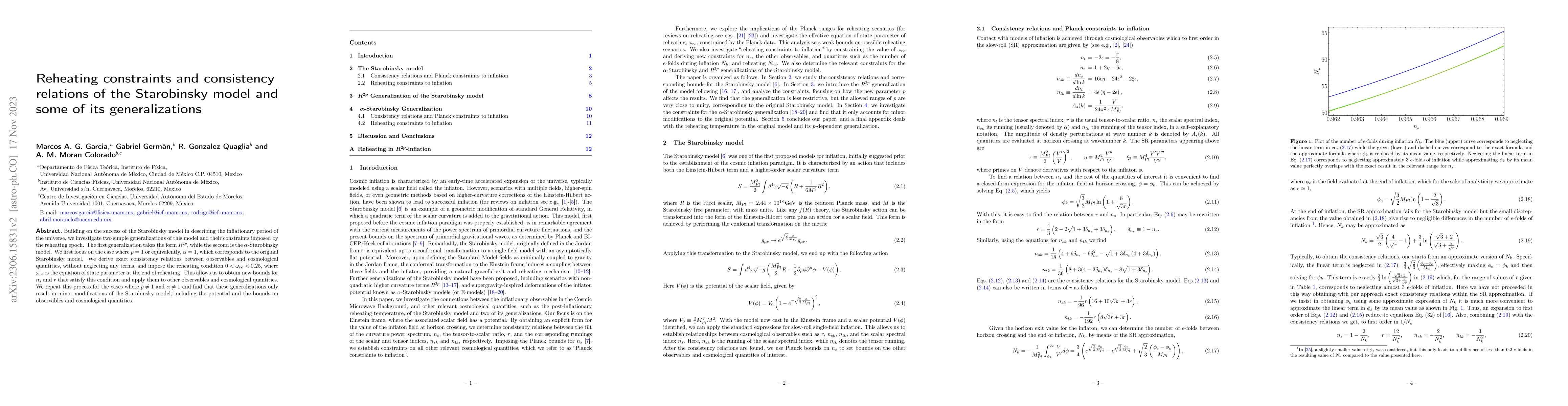 Thumbnail for Reheating constraints and consistency relations of the Starobinsky model
  and some of its generalizations