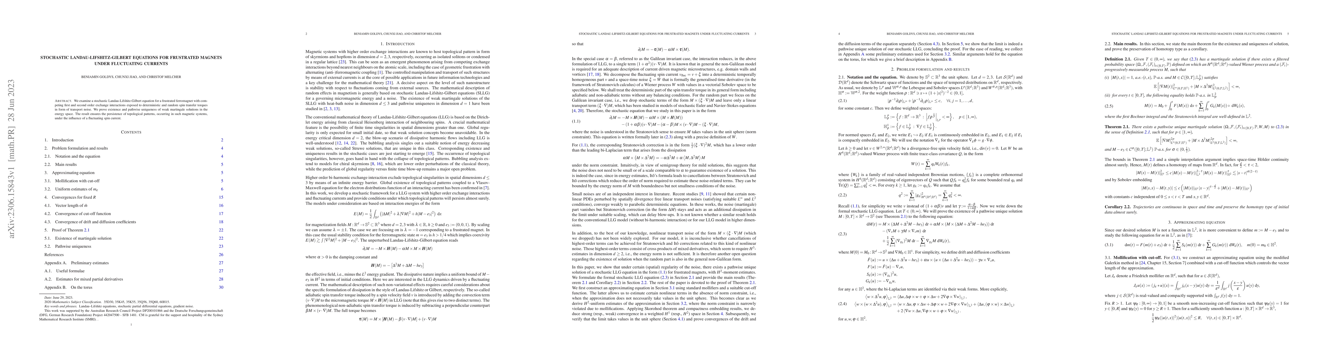Thumbnail for Stochastic Landau-Lifshitz-Gilbert equations for frustrated magnets
  under fluctuating currents