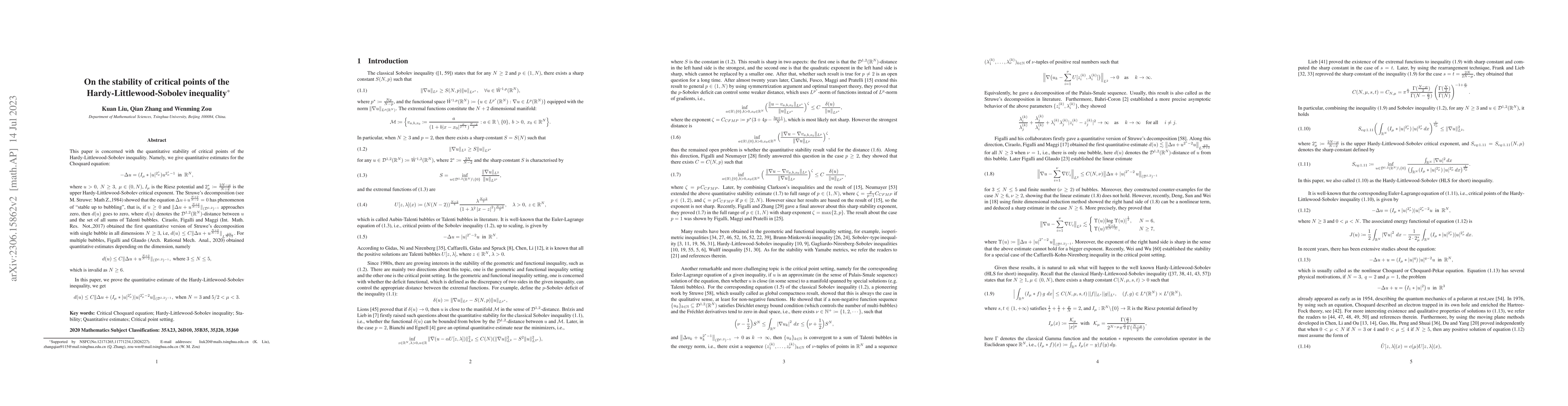 Thumbnail for On the stability of critical points of the Hardy-Littlewood-Sobolev
  inequality