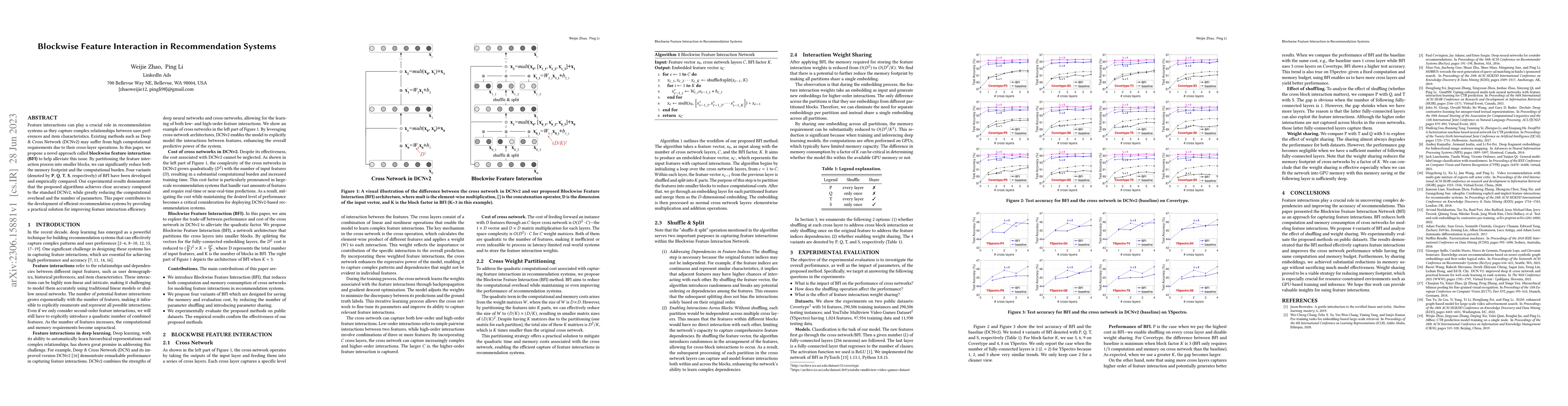 Thumbnail for Blockwise Feature Interaction in Recommendation Systems