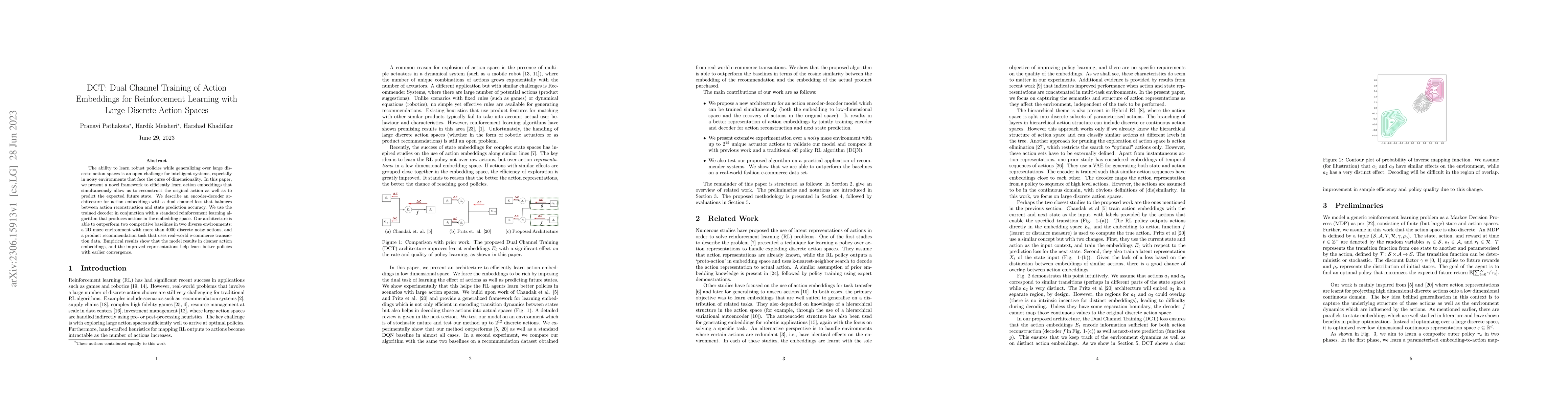 Thumbnail for DCT: Dual Channel Training of Action Embeddings for Reinforcement
  Learning with Large Discrete Action Spaces