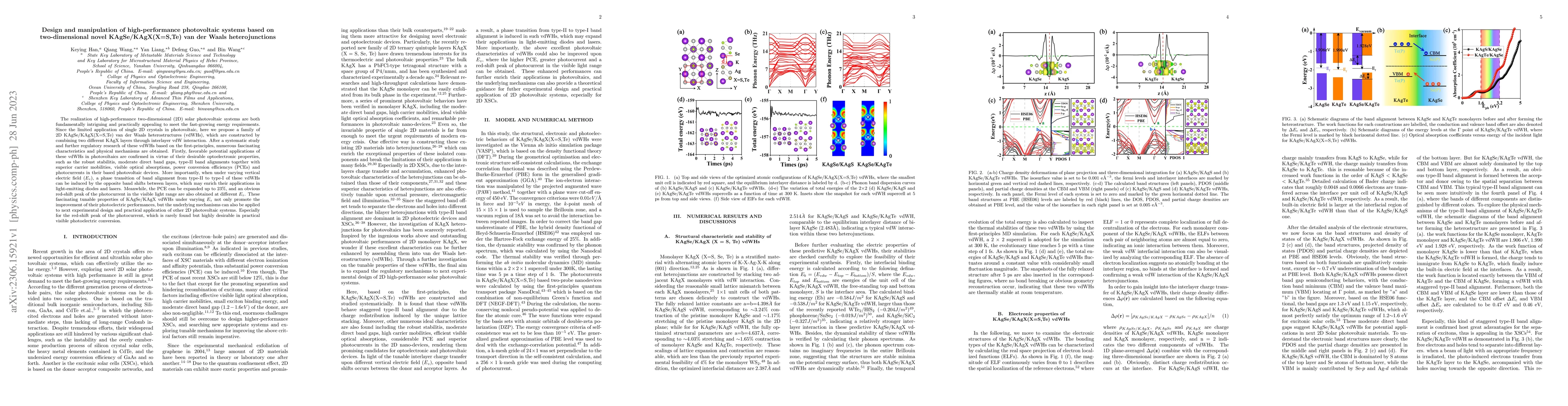 Thumbnail for Design and manipulation of high-performance photovoltaic systems based
  on two-dimensional novel KAgSe/KAgX(X=S,Te) van der Waals heterojunctions