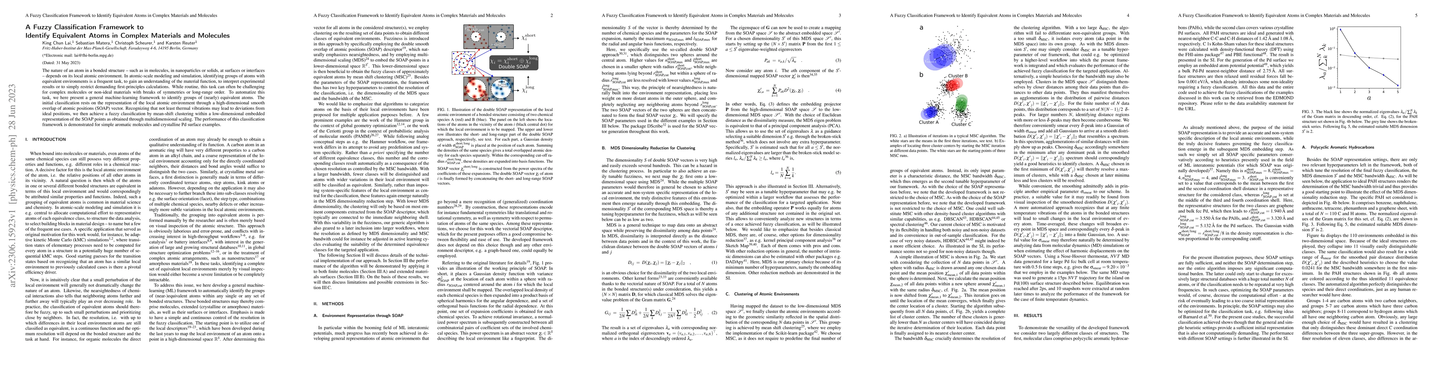 Thumbnail for A Fuzzy Classification Framework to Identify Equivalent Atoms in Complex
  Materials and Molecules