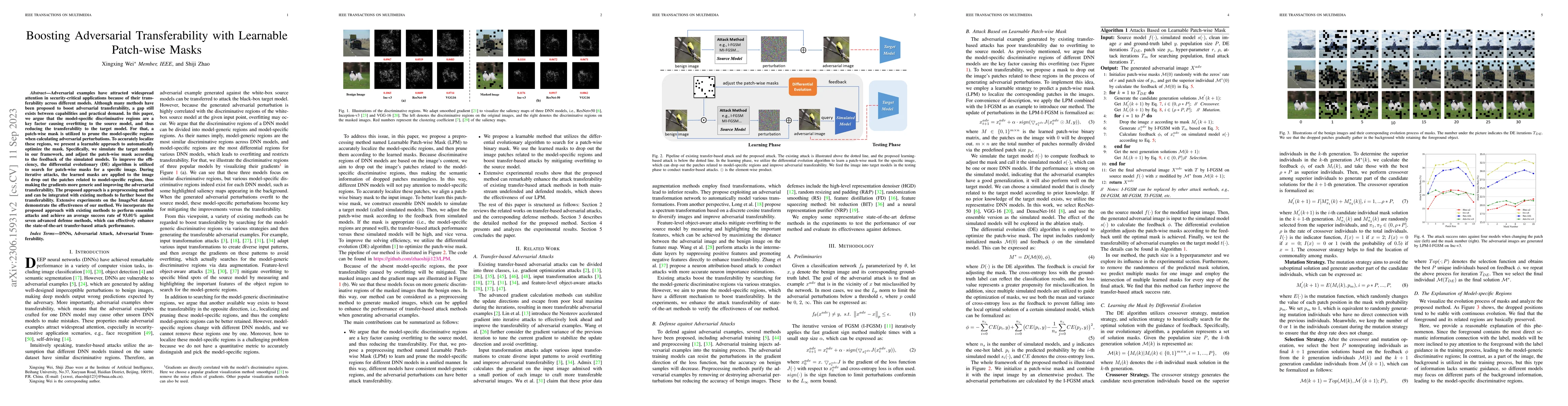 Thumbnail for Boosting Adversarial Transferability with Learnable Patch-wise Masks