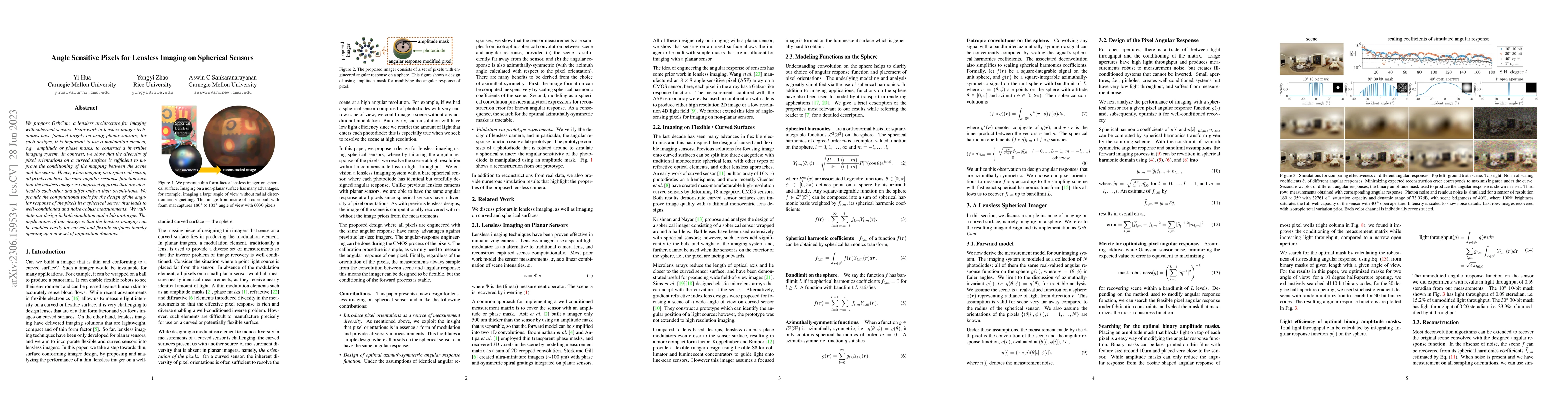 Thumbnail for Angle Sensitive Pixels for Lensless Imaging on Spherical Sensors