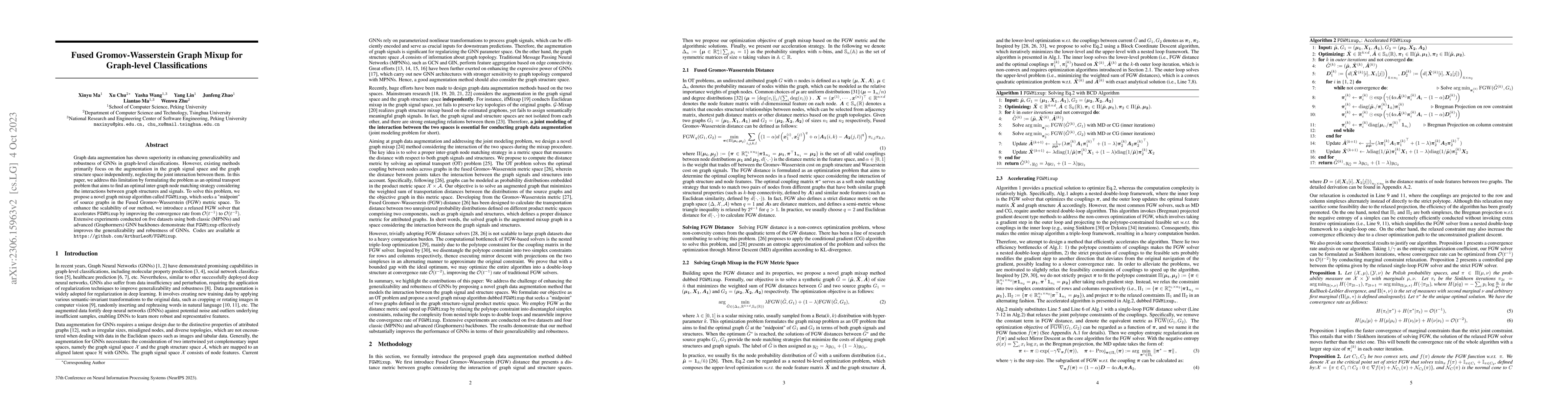 Thumbnail for Fused Gromov-Wasserstein Graph Mixup for Graph-level Classifications