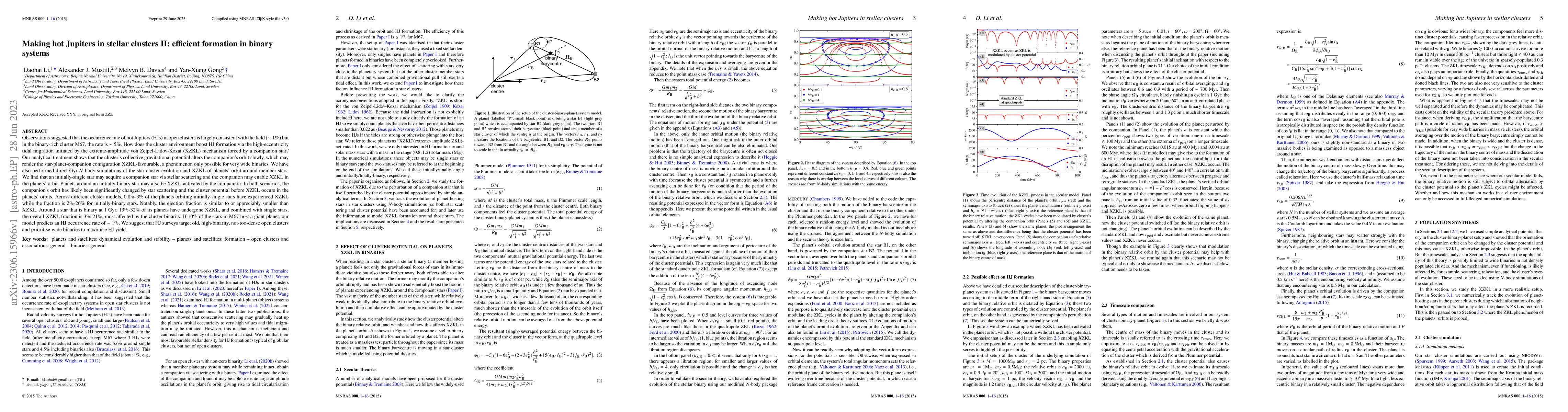 Thumbnail for Making hot Jupiters in stellar clusters II: efficient formation in
  binary systems